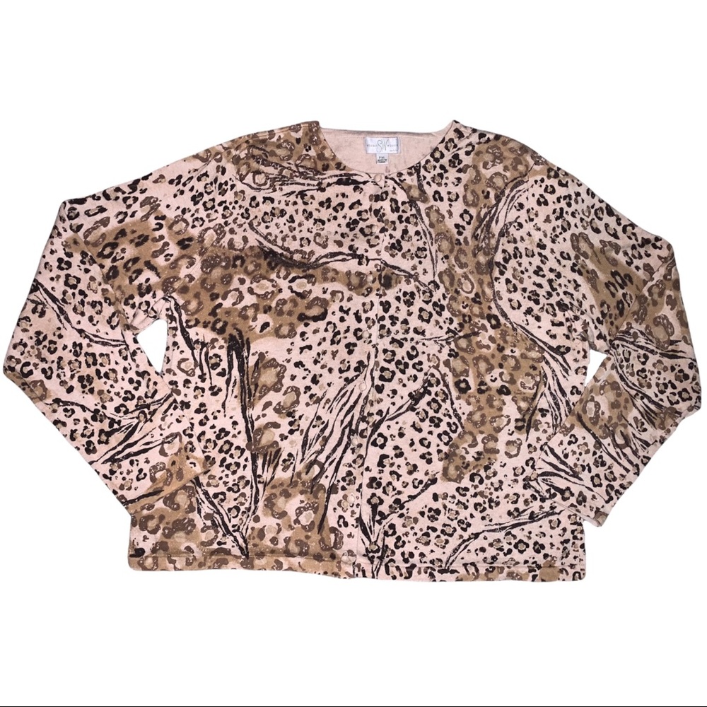 Y2K Studio Works Leopard Pattern Lightweight Button Up Cardigan